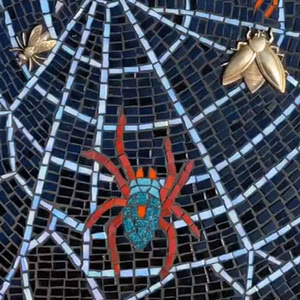 glass mosaic artwork spider web